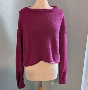 We The Free Magenta Crew Neck Sweater